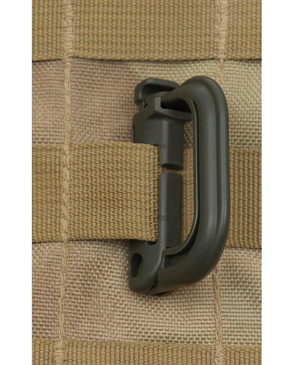 Carabiner, Plastic, "MOLLE", OD green, 2-pack