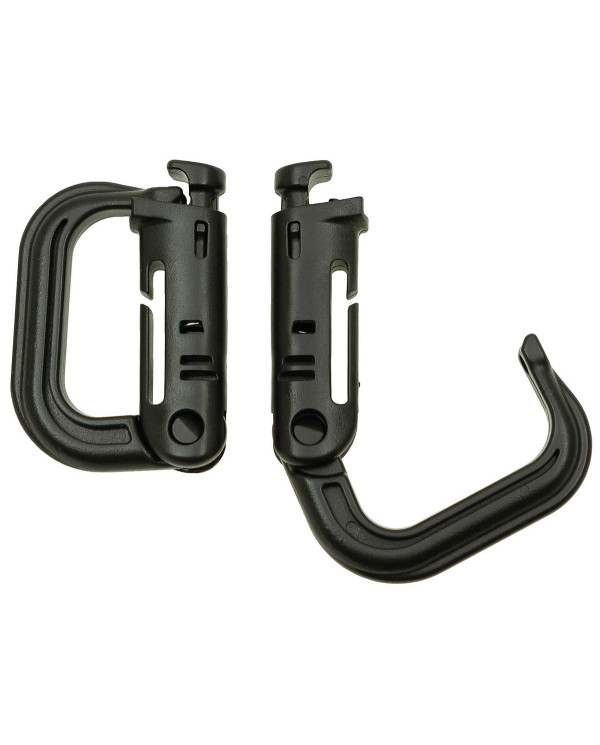 Carabiner, Plastic, "MOLLE", black, 2-pack