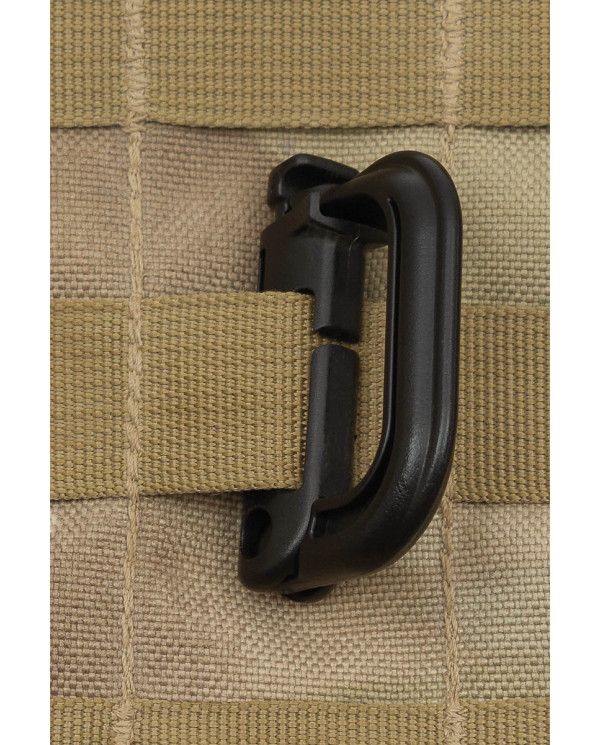 Carabiner, Plastic, "MOLLE", black, 2-pack