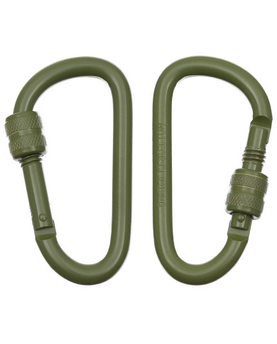 Carabiner, screw lock, D 8 mm x 8 cm, 2-pack, OD green