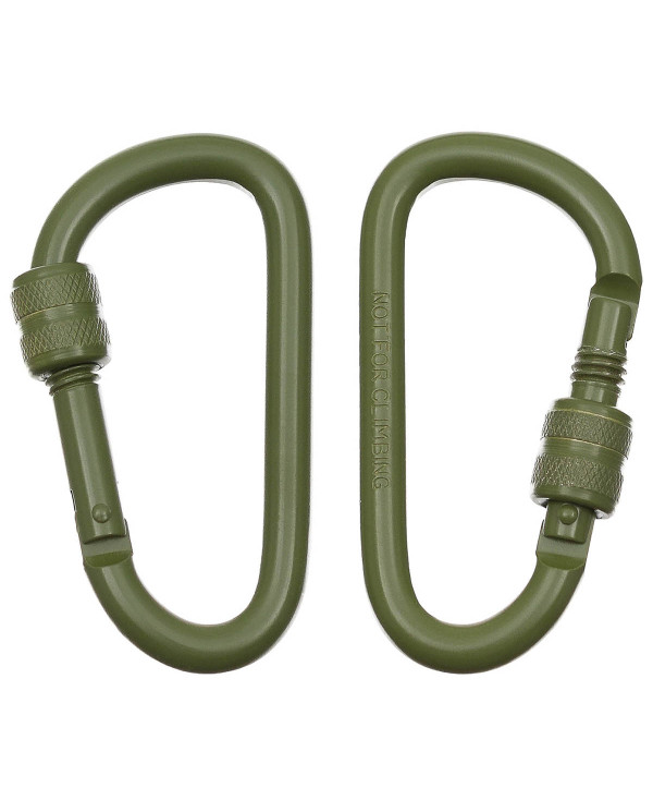 Carabiner, screw lock, D 8 mm x 8 cm, 2-pack, OD green