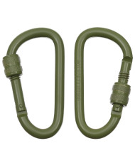 Carabiner, screw lock, D 8 mm x 8 cm, 2-pack, OD green