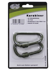 Carabiner, screw lock, D 8 mm x 8 cm, 2-pack, OD green