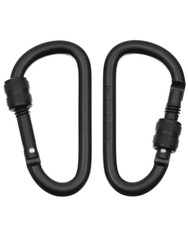 Carabiner, screw lock, D 8 mm x 8 cm, 2-pack, black