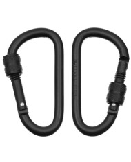 Carabiner, screw lock, D 8 mm x 8 cm, 2-pack, black