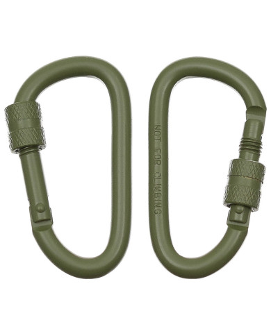 Carabiner, screw lock, D 6 mm x 6 cm, 2-pack, OD green