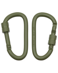 Carabiner, screw lock, D 6 mm x 6 cm, 2-pack, OD green