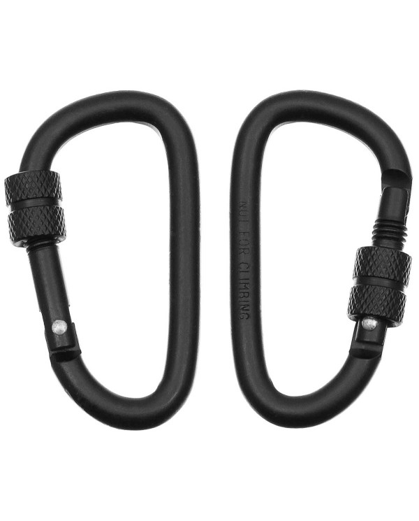 Carabiner, screw lock,  D 6 mm x 6 cm, 2-pack, black