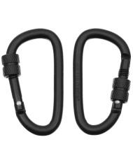 Carabiner, screw lock,  D 6 mm x 6 cm, 2-pack, black