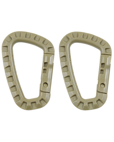 Carabiner, Plastic, coyote tan, D 7 mm x 8.5 cm, 2-pack