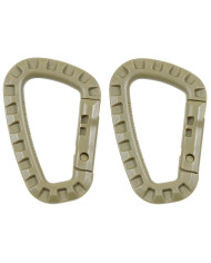 Carabiner, Plastic, coyote tan, D 7 mm x 8.5 cm, 2-pack