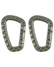 Carabiner, Plastic, OD green, D 7 mm x 8.5 cm, 2-pack