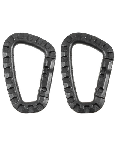 Carabiner, Plastic, black, D 7 mm x 8.5 cm, 2-pack