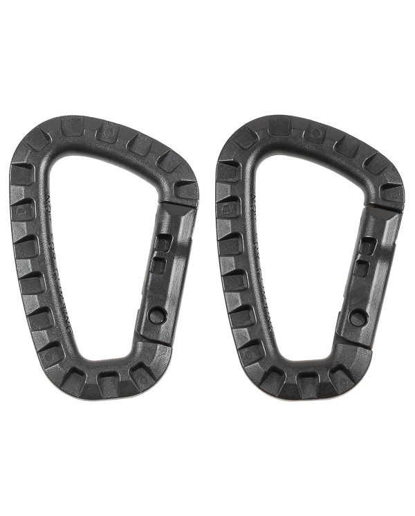 Carabiner, Plastic, black, D 7 mm x 8.5 cm, 2-pack