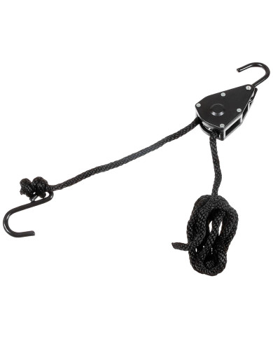 Rope, 9 mm, 2 meters,  ratchet tie down, black