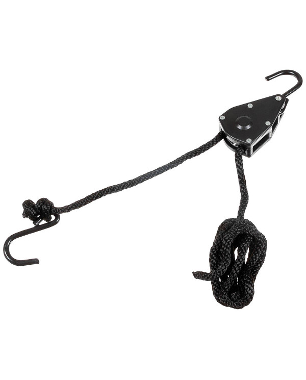 Rope, 9 mm, 2 meters,  ratchet tie down, black