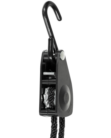 Rope, 6 mm, 2 meters,  ratchet tie down, black