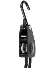 Rope, 6 mm, 2 meters,  ratchet tie down, black