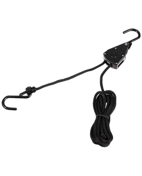 Rope, 4 mm, 2 meters,  ratchet tie down, black