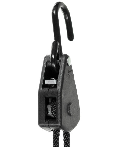 Rope, 4 mm, 2 meters,  ratchet tie down, black