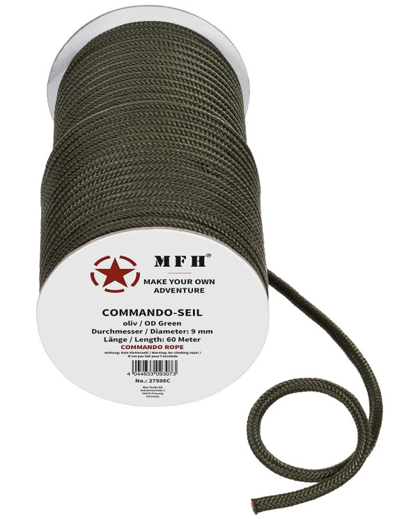 Rope, OD green, 9 mm, 60 meters