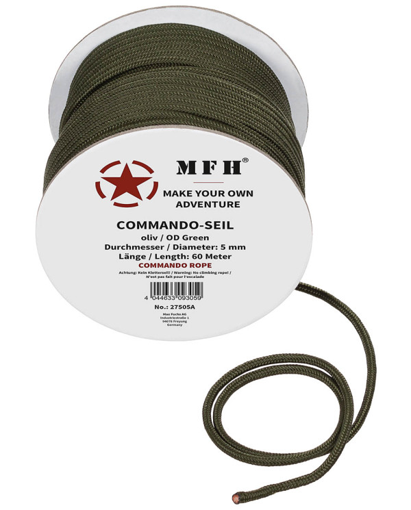 Rope, OD green, 5 mm, 60 meters