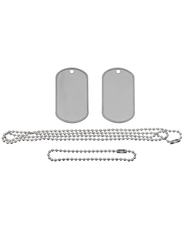 US Dog Tag Set, with chains, Stainless Steel