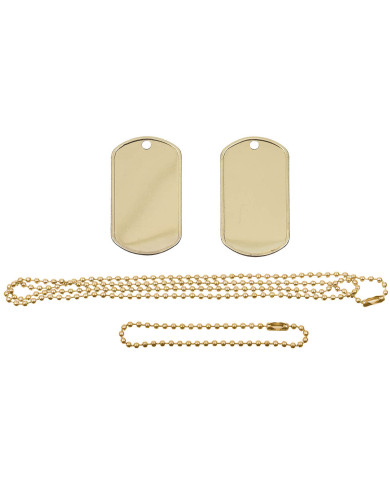 US Dog Tag Set, with chains,  gold