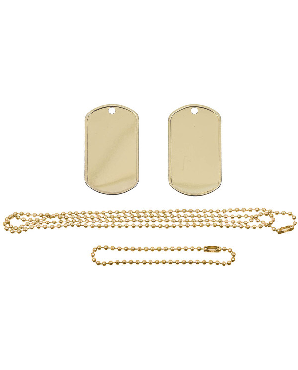 US Dog Tag Set, with chains,  gold
