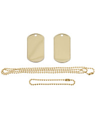 US Dog Tag Set, with chains,  gold