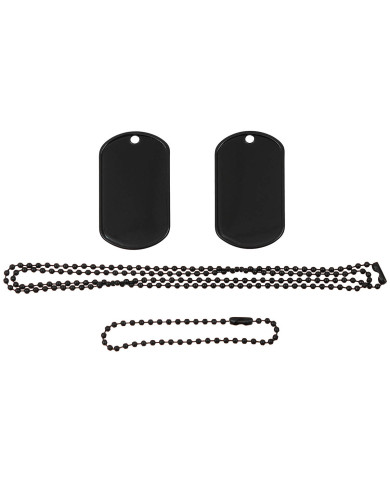 US Dog Tag Set, with chains, black