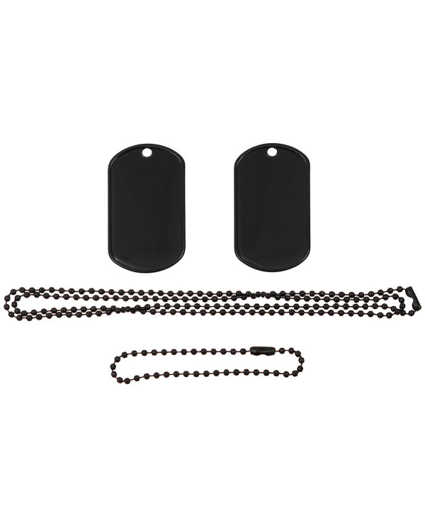 US Dog Tag Set, with chains, black