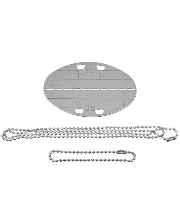 BW Dog Tag, oval, with chains