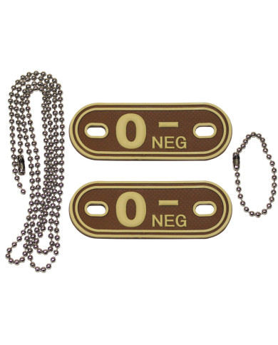 Blood Group Markers, with chains, desert, "O NEG", 3D