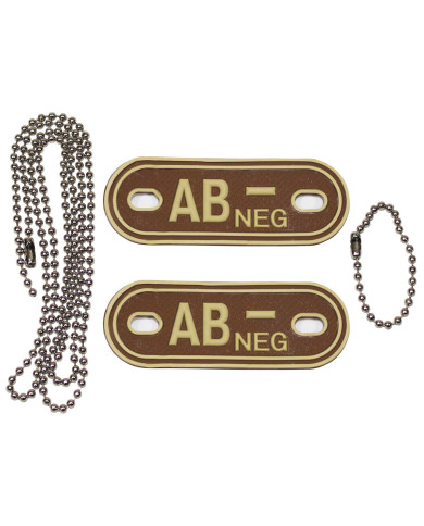 Blood Group Markers, with chains, desert, "AB NEG", 3 D