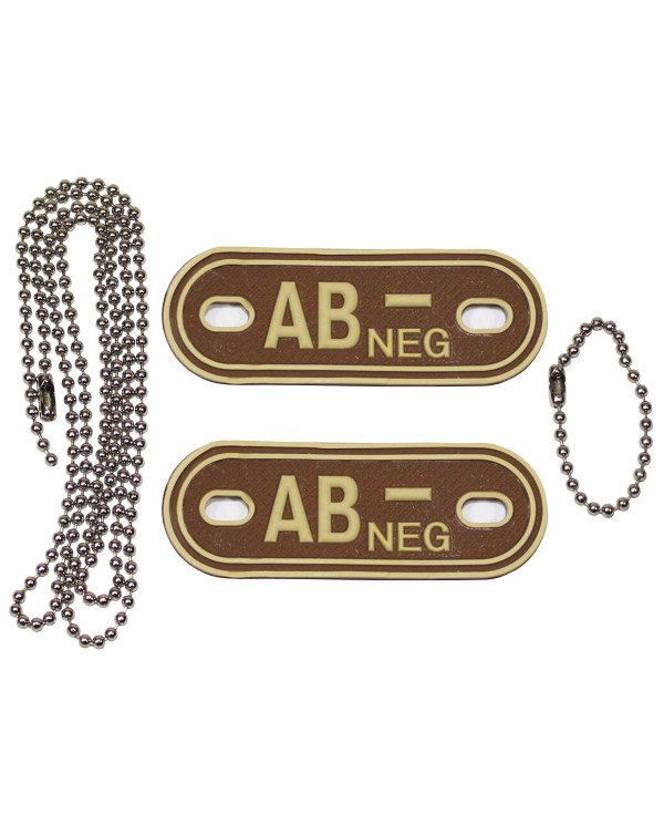 Blood Group Markers, with chains, desert, "AB NEG", 3 D