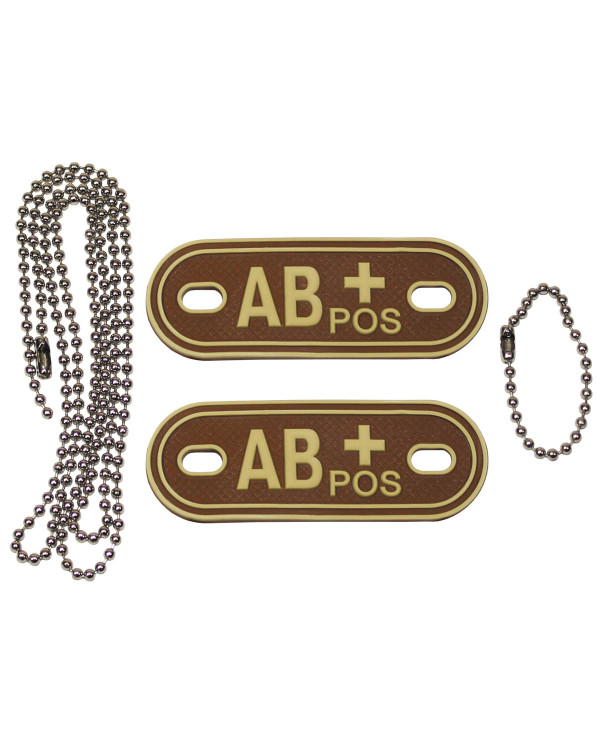 Blood Group Markers, with chains, desert, "AB POS", 3D