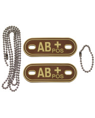 Blood Group Markers, with chains, desert, "AB POS", 3D