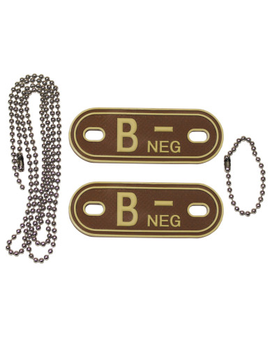 Blood Group Markers, with chains, desert, "B NEG", 3D