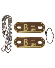 Blood Group Markers, with chains, desert, "B NEG", 3D