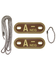 Blood Group Markers, with chains, desert, "A NEG", 3D