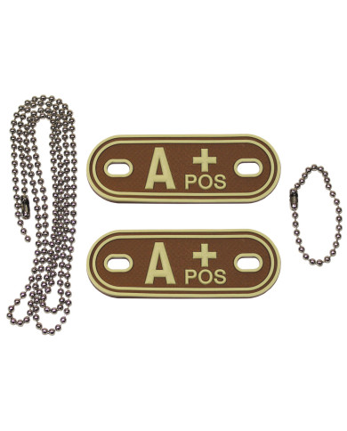 Blood Group Markers, with chains, desert, "A POS", 3D