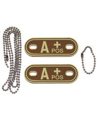 Blood Group Markers, with chains, desert, "A POS", 3D