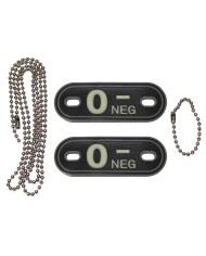 Blood Group Markers, with chains, phosphorescent, "O NEG", 3D