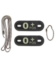 Blood Group Markers, with chains, phosphorescent, "O POS", 3D