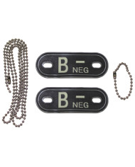Blood Group Markers, with chains, phosphorescent, "B NEG", 3D