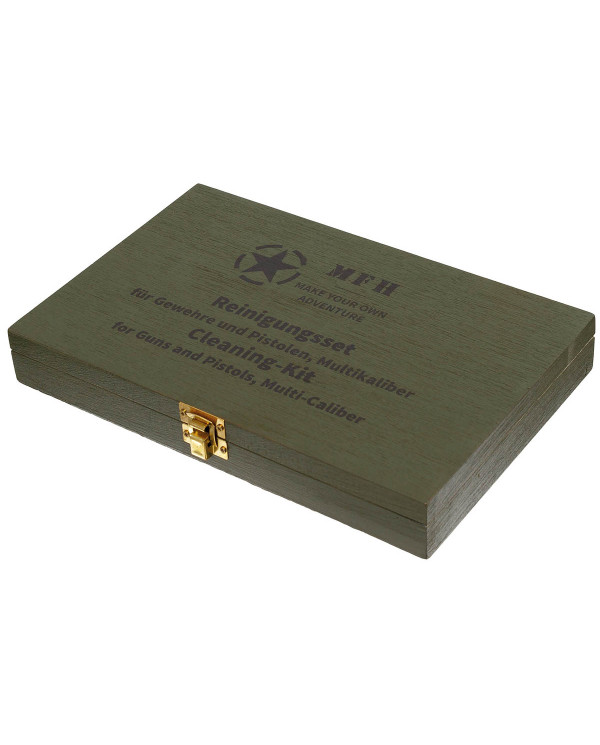 Cleaning Kit, for gun/pistol, multi calibre, wooden box