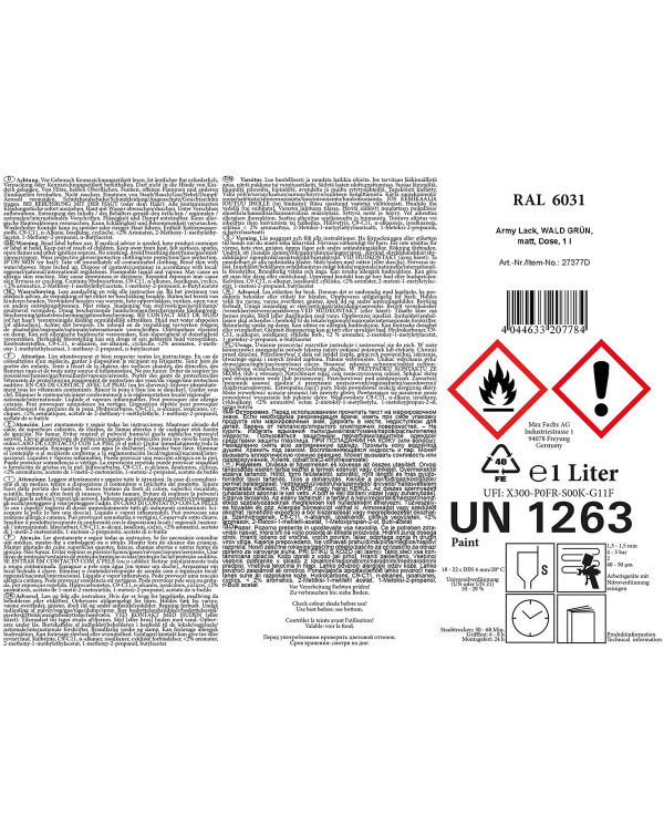 Army Varnish, FOREST GREEN, matt, can, 1 l