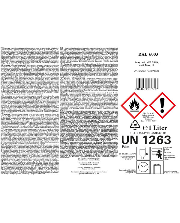 Army Varnish, NVA GREEN, matt, can, 1 l