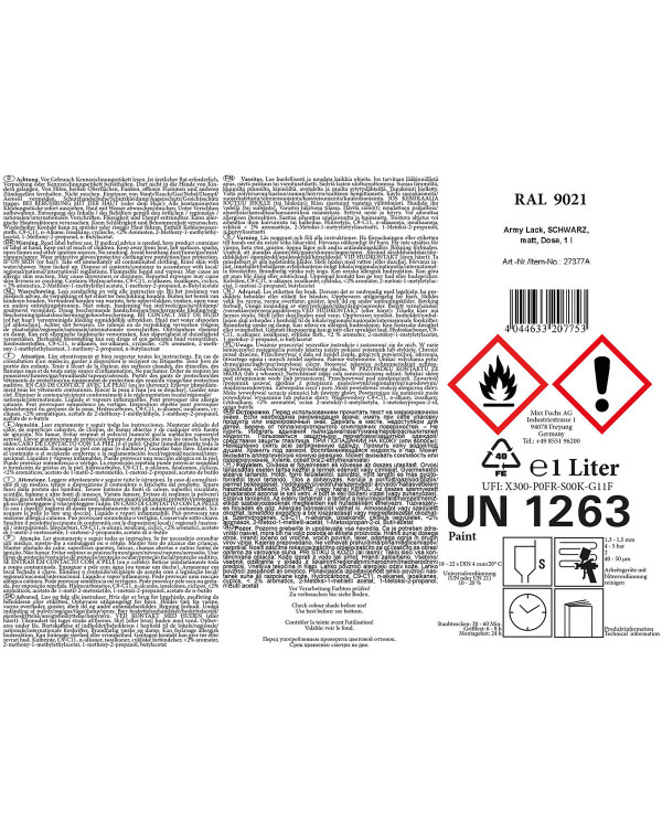 Army Varnish, BLACK, matt,  can, 1 l